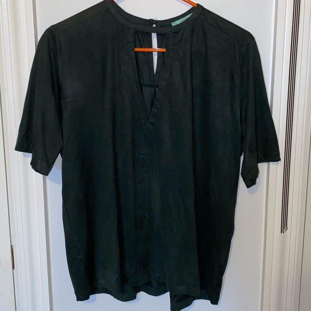Green faux suede top